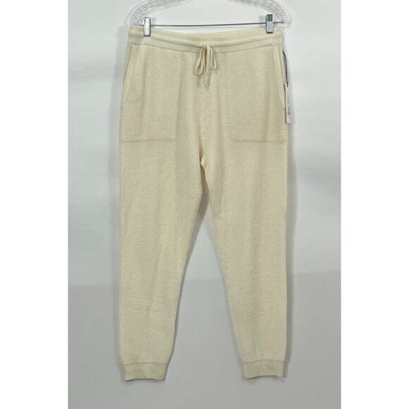 SUNNY Leallo Sz 3 L Soft White Cream Thermal Jogger Pants NWT 100% Cashmere